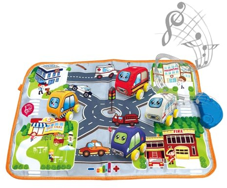 Spielmatten-Teppich Für Kinder – Batteriebetriebenes Musical, Frühes Verkehrslernen, Stabile Spielmatte Auf Der Straße, Interaktiver Bodenteppich | Pädagogischer Aktivitätsteppich Für Mädchen--S