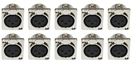 10 x XLR Female Panel Mount Metal Audio Sound Stage 3P Polished