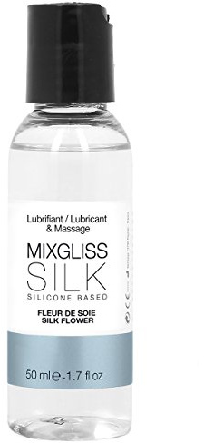 MIXGLISS SILK, Premium 2-in-1 Massageöl und Gleitgel auf Silikonbasis, Seidenblume, 50ml