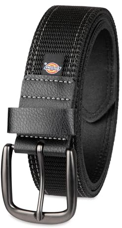 Dickies mens 100% Leather Jeans With Stitch Design and Prong Buckle Belt, Black, 42 Waist 40 US