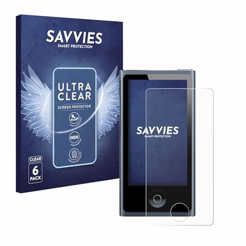 savvies Protection Ecran pour Apple iPod nano 2012 (7ème Gen.) (6 Pièces) - Film Protection Ultra Clair