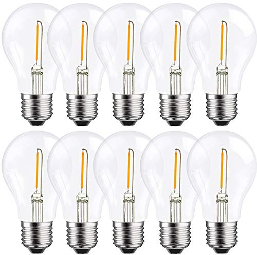 NCC-Licht 10x LED Lampe A60 Birne E27 1W 120lm Warmweiß 2700K | LED Leuchtmittel aus klarem Glas, ersetzt 15W Glühlampe, gemütliches Licht ideal für Wohnbereiche