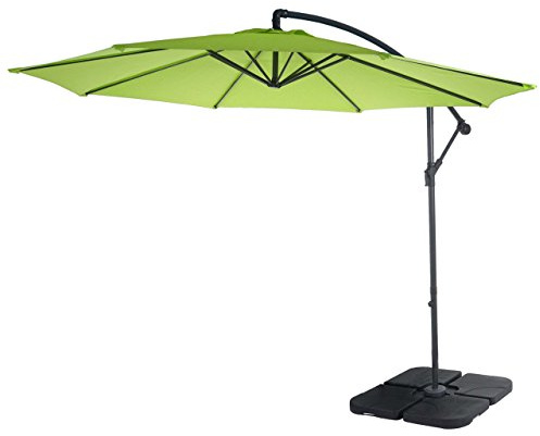 Mendler Parasol déporté semi-pro Acerra, 3m inclinable - vert limon avec support