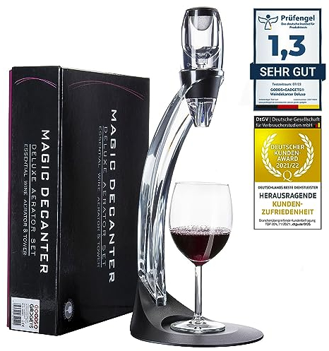 Aérateur à vin Magic Decanter Deluxe avec support Carafe à vin de luxe Decanter Verseur à vin (Deluxe)