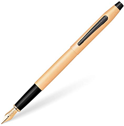 Cross Classic Century Füllfederhalter (Gefrästes Diamantmuster, F-Feder) gebürstetes rosé gold