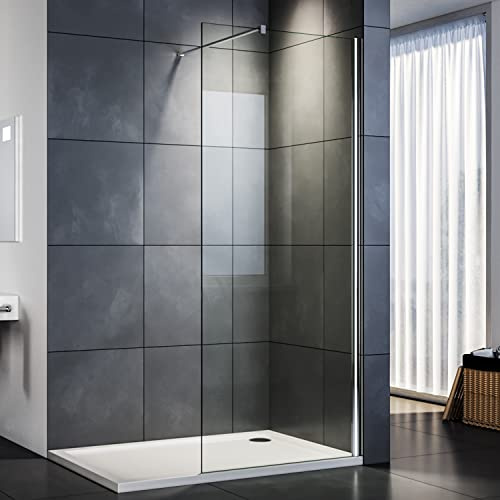 SiRhona duschvägg 80 cm i italiensk med stabiliseringsstång duschdörr och 8 mm NANO glas hytter och duschdörrar
