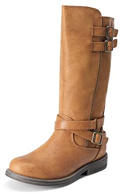 DREAM PAIRS Kids Stivali al Ginocchio Moda Equitazione con Zip Laterale per Ragazze Polacchini Comodi Stivaletti Bambina,Size 30,Abbronzatura,LUCKID-03