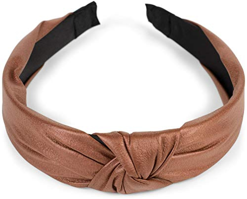 styleBREAKER Hårband i konstläder med bred knut,Cognac | Vadderat diadem i vintage-stil. 4 cm brett, flexibel kärna, mjukt överdrag, trycker inte mot öronen.