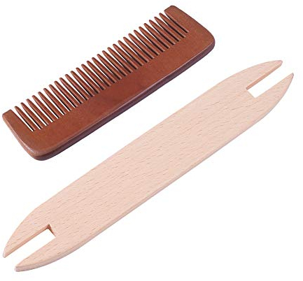 nbeads Weaving Tool Kit, Einschließlich 1 PC Holz Strickmaschinen Shuttle Und 1 PC Holz Weben Kamm Webstuhl Maschinenzubehör Für DIY Handwerk, Gemischte Farbe