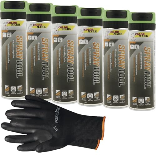 vasalat Markierungsspray Set - Markierspray Neon grün für schnelle und saubere Markierungen, 6 Stück