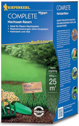 Kiepenkerl Profi-Line Complete Nachsaat-Rasensamen 662506, 0,5 kg für 25 m² - Ideal für Rasen-Nachsaat - Rasenerneuerungen ohne Umgraben - Keimstark & vital - Nachsaat Rasen, Saatgut, Rasen Reparatur