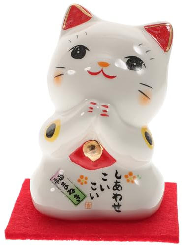Abaodam Statuette de Chat Porte- en céramique pour décoration de Table Feng Shui