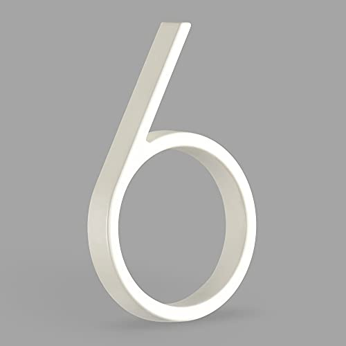 HASWARE Targa Con Numero Civico Galleggiante: 5 Pollici (12cm) Moderna Segnaletica Per Porte, Perfetta Per I Numeri Dell'Indirizzo Di Casa (6, Bianco)