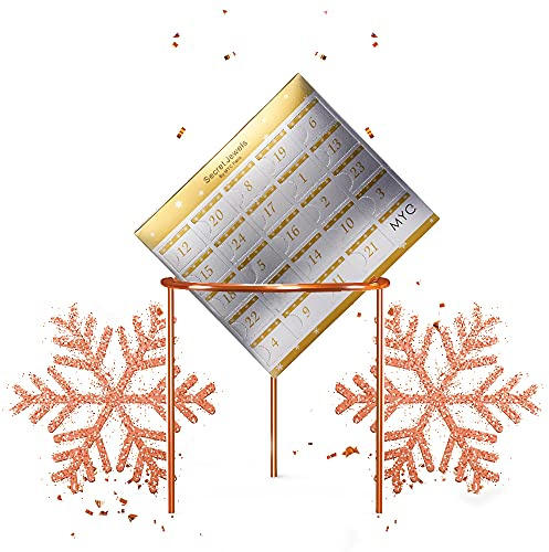 MYC-PARIS - Adventskalender 24 Überraschungen - Roségold Finish - Ohrringe + Armbänder + Ring + Anhänger + Halskette - Weihnachten