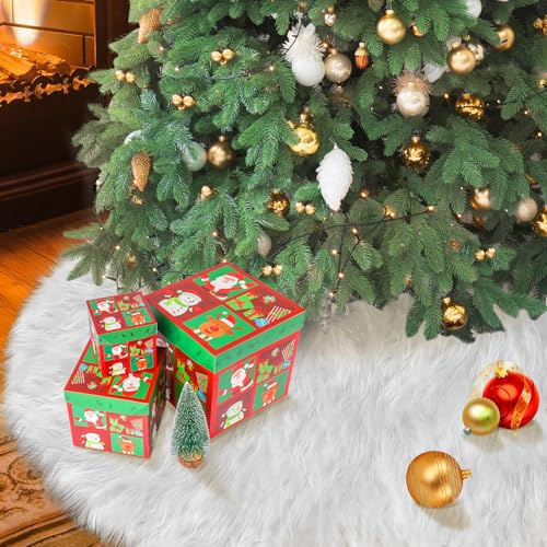 Weihnachtsbaum Rock Weiss Plüsch, 120 cm Große Baumrock weihnachten kunstfell weiß, Baumdecke weihnachtsdecke christbaum, Weihnachtsbaum Deko Röcke,Christmas Decorations Deko Decke weihnachtsbaumdecke