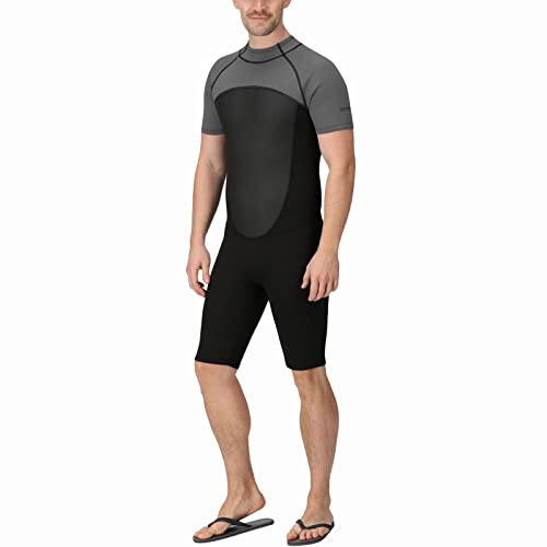 Regatta Unisex Shorty våtdräkt Rash Guard skjorta, svart/mörkgrå, M