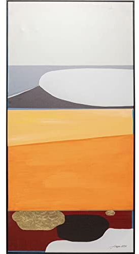 Kare Design Gerahmtes Bild Abstract Shapes, Orange, Leinwand, Wanddekoration, Kunstwerk, Abstrakt, Modern, Wohnzimmer, Schlafzimmer, Flur, 73x143cm