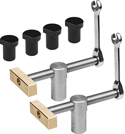 YWNYT Tisch-Werkbank-Hilfswerkzeug mit 4 Bank-Hunde, Holzbearbeitung Schreibtisch, schnell fixierte Clip-Klemme Messingbefestigung Schraubstock (19 mm, schwarz)