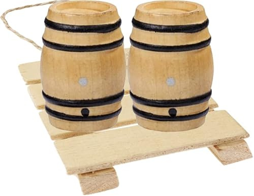 ZauberDeko Wichtel Zubehör Holzfass Palette Wichteldorf Miniatur Puppenhaus 3-teilig