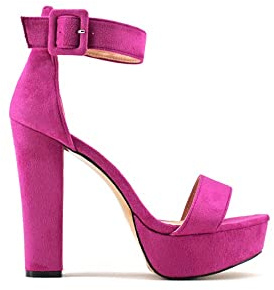 MODELISA - Sandalia Tacón Ancho Alto Con Plataforma Hebilla Pulsera Tobillo Mujer