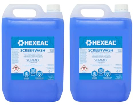 Hexeal 10L Screenwash - Summer Strength & Ready To Use | 2 x 5L - Windscreen Wiper Fluid for Summer Protection. Improves vision, reduces frost & buildup of dirt