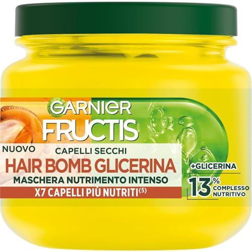 Garnier Fructis Nährende Maske für trockenes und strapaziertes Haar, weicher und glänzender Effekt, mit Sheabutter, Hair Bomb Glycerin, 320 ml
