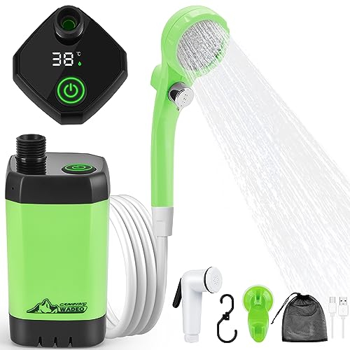 WADEO Portable Camping Shower, [6000mAh] [Vibrant Colours] Rechargeable Battery Shower Pump, Outdoor Shower Kit for Beach, Pet, Travel, Car