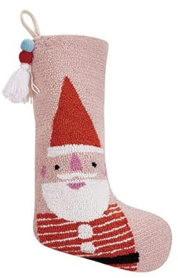 Peking Handicraft Santa Stocking with Pom Pom Tassel, 20-inch Length, Wool, Cotton, Christmas, Home Décor, Holiday Tradition