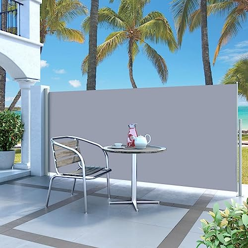 WIFESE Toldo Lateral retráctil 140x300 cm Gris Toldo Horizontal Exterior Toldos Laterales Exterior Toldos Cortavientos Separador Terraza Exterior Toldo para Patio Balcon Jardin Elegante Y Sencillo