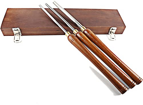 AGAATI Drechselbank-Drehwerkzeug-Set, 3-teilig, HSS-Holzschale, Hohleisen-Set, Schnitzdrehmaschine, Meißel, Holzbearbeitung, Handhobel-Set mit Holzaufbewahrungskoffer für Profis, Bastler