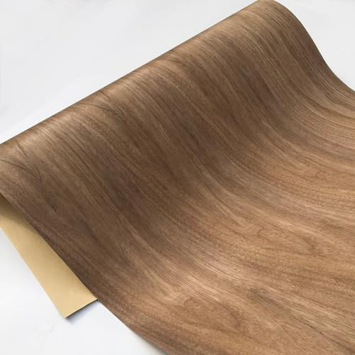 Aibote Natürliches Schwarzer Walnuss Holzfurnier, zum Abziehen und Aufkleben,Selbstklebende Restaurierungsbögen(55x250cm) Holzaufkleber DIY Material für Zuhause Hotel Küche Möbel(Flacher Schnitt)