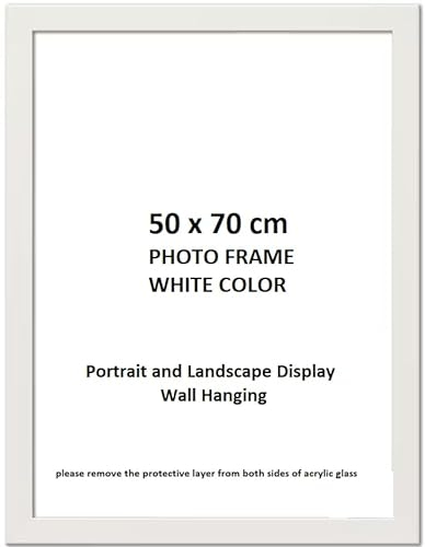 DECORO 50x70cm White Wooden Photo Frame | 500x700mm Modern Contemporary Poster Frame