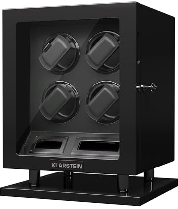 KLARSTEIN Remontoir Automatique pour Montres, boîte à Montre Homme et Femme, vitrine en Acrylique, Ultra-Silencieux, 5 réglages TPD, 3 Modes de Rotation