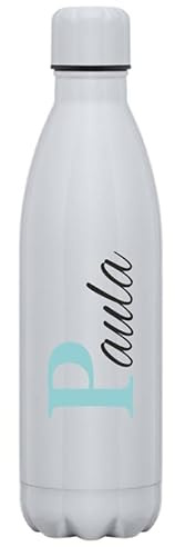 C&P Botella personalizada con nombre, Botella de agua acero inoxidable térmica de doble Capa bebidas frías 24h y Calientes 12h, Capacidad 500 ml (ELIGE COLOR)