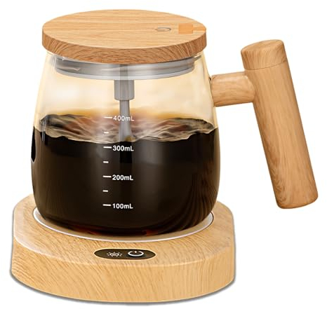 FOVNOT Self Stirring Coffee Mug, 400ML Chargeable Self Stirring Mug Electric High Speed Mixing Cup with 55° Thermostatic Coaster Electric Mixing Cup Suitable for Coffee/Milk/Hot Chocolate