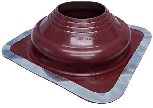 Chimsoc HT Rubber Pipe Flashing - Red High Temperature Silicone - Suits 160-220mm Diameter Pipes