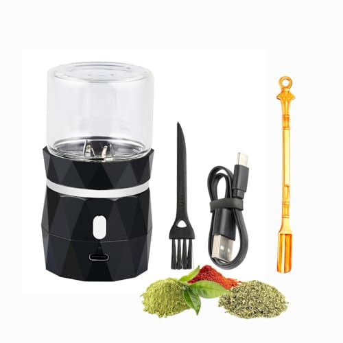 Small Mini Automatic Spice Grinder Electric Herb Grinder compact for Flower Buds With USB Rechargeable 1.7oz Spice Grinder,Glass Spice Chamber Size 2x3.5 inches