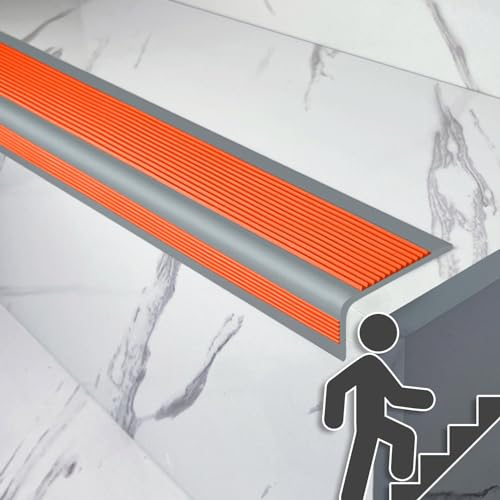 AYHARYLH Treppenkantenprofil Treppenprofil L-Form Elastischer Kantenschutz Eckenschutz PVC Kunststoff Eckenschutz Vinyl-Anti-Rutsch-Treppenkante (Color : Orange, Size : 6cm*3cm*10m)