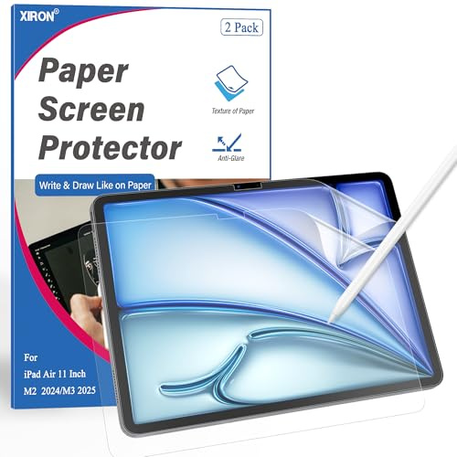 XIRON [2 Unités] Papier Protection Écran pour iPad Air 11 Pouces M2/M3/M4 (2024/2025/2026), Film Mat PET Effet, Sensation Papier Écriture & Dessin, Anti-Reflet, Anti-Empreintes, Installation Facile