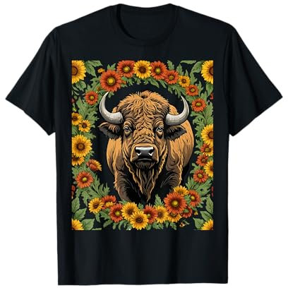 Oklahoman Buffalo Surrounded By Gaillardia pulchella T-Shirt
