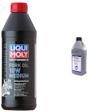 LIQUI MOLY Motorbike Fork Oil 10W medium | 1 L | Motorrad Gabelöl | Art.-Nr.: 2715 & Bremsflüssigkeit DOT 4 | 1 L | Bremsflüssigkeit | Art.-Nr.: 21157
