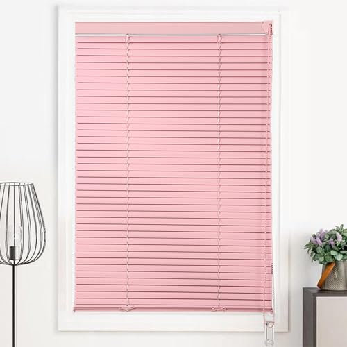 SANJIAOJIA Alu Jalousie,25mm Metall Lamellen Verdunkelungs-Rollo,Aluminium Venezianische Jalousette Für Fenster und Türen,Horizontal Jalousien,Sonnen- & Sichtschutz,Rosa,Breite × Höhe (50cm x 120cm)