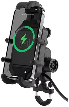 Telefono Staffa Staffa Per Telefono Cellulare Assorbimento Degli Urti Guida Moto Allaperto Staffa Fissa A Otto Artigli Supporto Per Navigazione Ricarica Wireless Staffa Mobile(Charging- handlebar)
