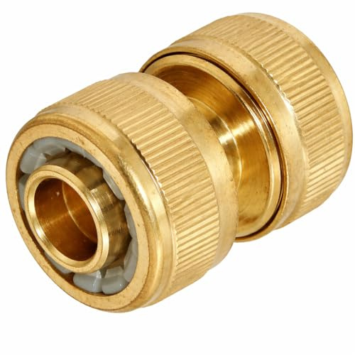 1/2” Brass Hose Repair Connector – Heavy Duty Garden Hose Joiner, Durable Brass Hose Mender for Fixing or Extending Hose Pipes