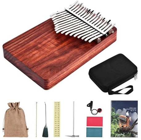 Professionelle Kalimba Tragbares Daumenklavier Mit 17 Tasten, Kalimba Matetial Mit Tasche, Musikbuch-Aufkleber, Stimmhammer-Tonabnehmer