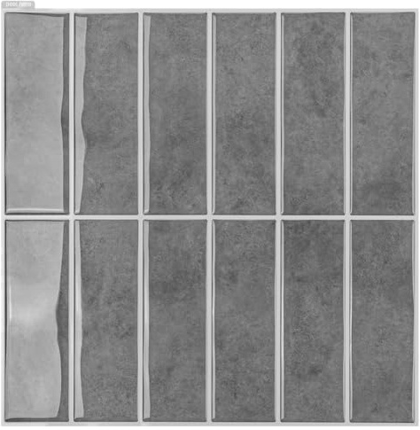 Art3d Fliesenaufkleber Klebefliesen Fliesenfolie Grau 30,5 x 30,5 cm