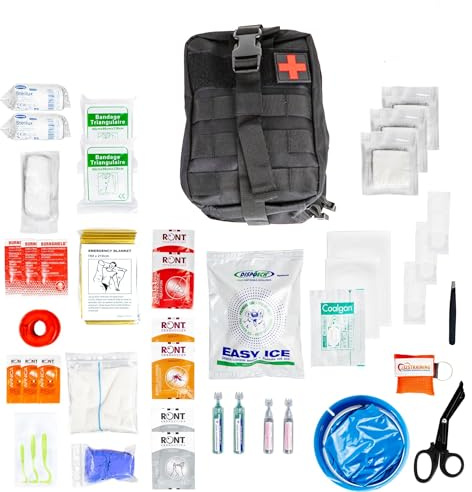 Trousse de Secours Tactique L – Kit de Premiers Soins Militaire Assemblé en France – Boîte d’Urgence - Sac Tactique MOLLE - Trousse de Premiers Soins
