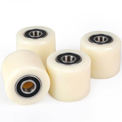 SWAWIS 4 Stück Hubwagen rollen Polyamid Nylon 80 x 70 mm Achse 20 mm inkl Kugellager Rollen für Hubwagen Ersatzrollen Maximale Tragfähigkeit 500kg