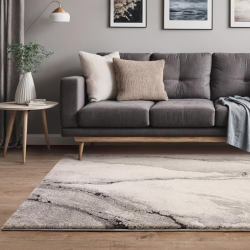 Lord of Rugs Nebula Abstract Rug for Living Room, Bedroom, Dining Office Carpet, Modern Natural High-Low Pile Soft Plush Textured Area Rug Oasis Grey, Medium 120 x 170 cm (4'x5'6)