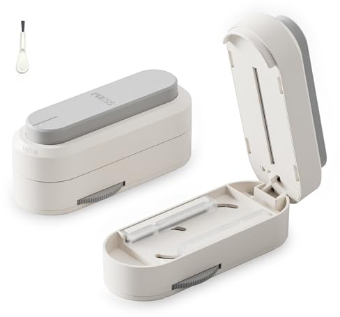 ONTERATE Cortador de Pastillas para Tabletas Pequeñas y Grandes, Ajustable con Protector de Seguridad y Cuchilla Afilada Oculta de Acero Inoxidable, Portátil Corta Medicamentos por la Mitad (Gris)